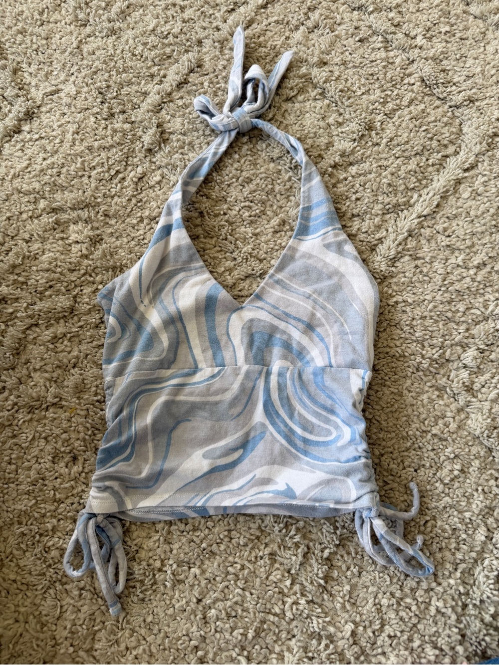 Hollister Blue and White Swirl Tank Top
